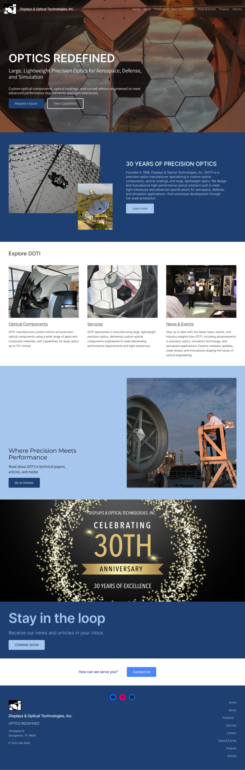 full homepage for displays & optical technologies, inc