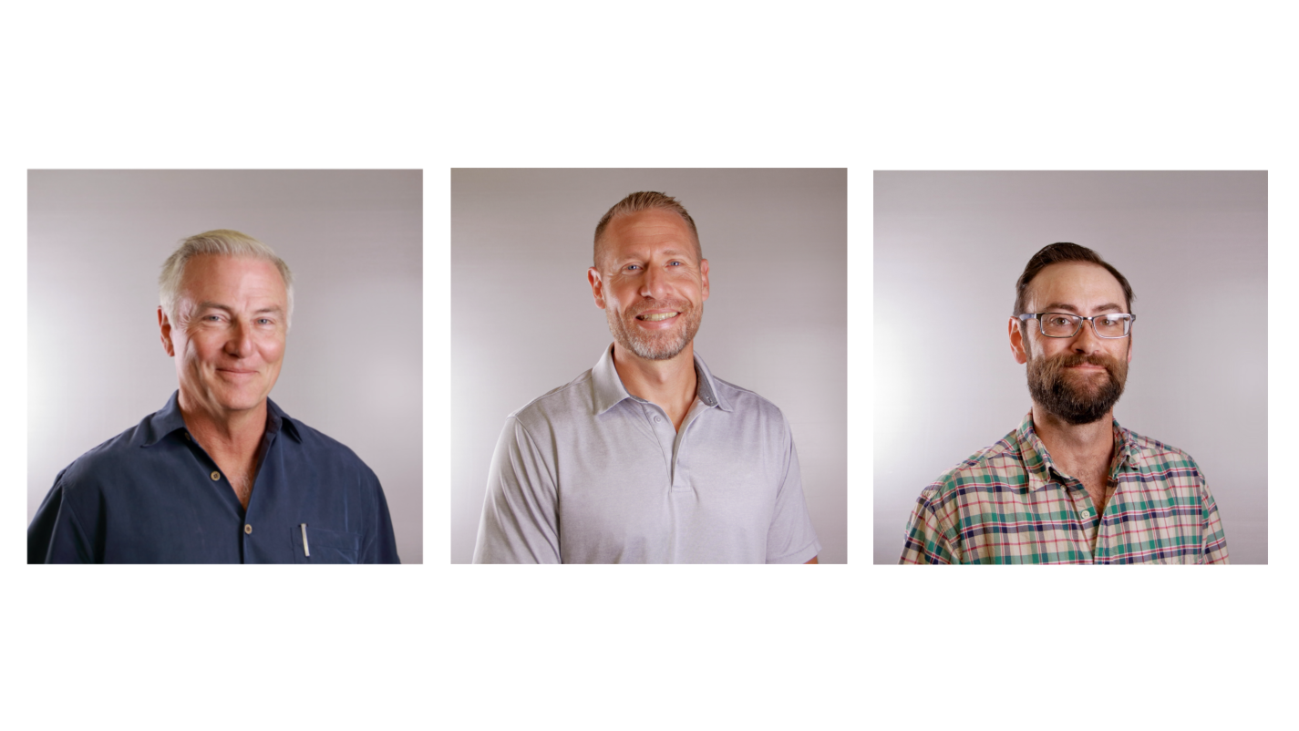 headshots of three business professionals