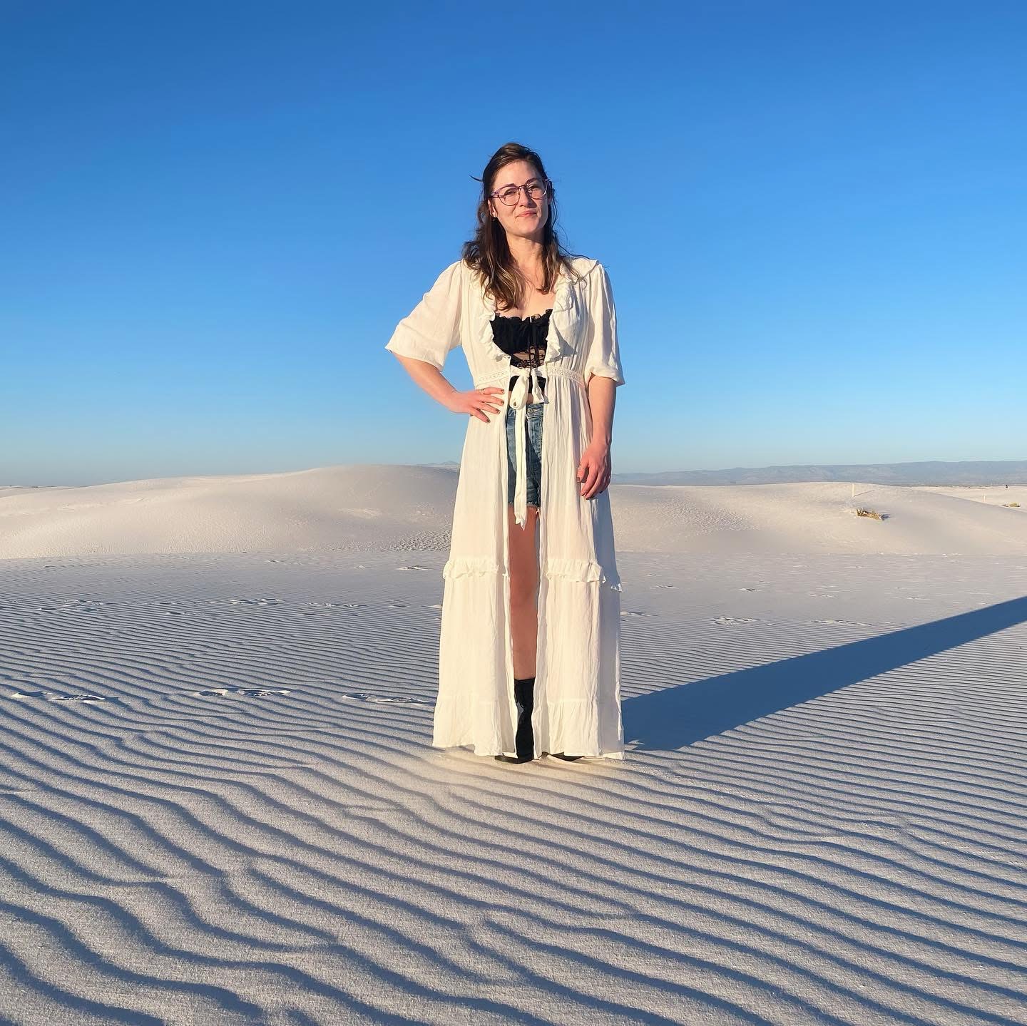 woman standing in white sands new mexico