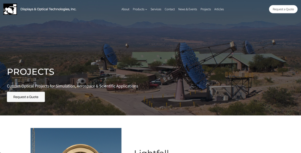 snapshot of a webpage screen titled projects